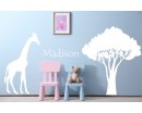 Girafe Safari Wall Decal avec nom personnalisé